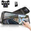 Realdio Dashcam a Specchio da 9,7, Telecamera per Auto con Doppio Specchietto Dash Cam con Touchscreen IPS, Registrazione in Loop, Visione Notturna, Specchietto Retrovisore con Streaming e Scheda da 64 GB