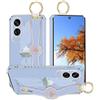 Kainevy Morbido Silicone Cover per Honor 90 Lite 5G con Cordino Kickstand e Anello Metallo, Antiurto Protezione Custodia Viola Aesthetic Sottile Acero Lasciare Modello Bella Case (Grigio)