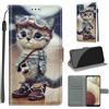 KENHONER Custodia per Samsung Galaxy A12, gatto | Portafoglio Pelle PU, Magnetica, Resistente Agli Urti, Scomparto Carte Credito, Pieghevole, Flip Libro, Motivo