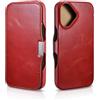 Mobiskin Custodia adatta per iPhone 16 (6,1 pollici), custodia in pelle, custodia compatibile con MagSafe, custodia protettiva per cellulare, cover sottile, sottile, rosso vintage