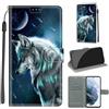 KENHONER Custodia per Samsung Galaxy S21 FE, Lupo | Portafoglio Pelle PU, Magnetica, Resistente Agli Urti, Scomparto Carte Credito, Pieghevole, Flip Libro, Motivo