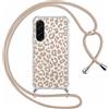 ZhuoFan Custodia con Cordino per Samsung Galaxy A57, Trasparente Aesthetic Leopard Disegni Cover con Collana Morbido Telaio in Silicone TPU Rigido PC Bumper Antiurto Case con Laccio, 01