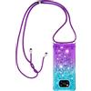 Paekear Custodia per Cellulare con Corda per Xiaomi Poco X3 NFC /Poco X3 Pro Case, Liquido Sabbie Mobili Bumper TPU Cover con Collana Practical Stylish/Necklace Cordoncino Cordino Tracolla, Blu & Viola