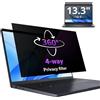 IPROKKO Pellicola protettiva privacy per laptop a 360° da 13,3 per Hp/Dell/Acer/Lenovo/ThinkPad/Samsung/Asus/Sony, aspetto 16:9, schermo privacy a 4 vie, anti riflesso luce blu per laptop da 13,3