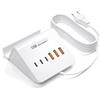 WUKUR Caricatore USB Multiplo 25W Caricabatterie da Tavolo Alimentatore 6 Porte per iphone ipad ipod Samsung LG Nexus HTC Nokia Motorola Wall Charger