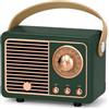 MONTY SOUL Mini Cassa Bluetooth Retrò 5W, Altoparlante Portatile HiFi 360°, Radio FM, Microfono Integrato, Supporto Scheda TF, USB e AUX, Batteria Ricaricabile 400 mAh (HM11) (Verde Scuro)