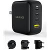LULULOOK Caricatore USB C 100W, 4 Porte GaN, PD 3.0, Caricatore USB C, Quick Charge, Caricatore per Macbook Pro, Caricatore con Cavo per Phone 17/16/15/Samsung S22/Macbook e Altro Ancora