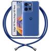 ANFAIRLACE Cover Cordino Compatibile con Motorola Edge 60 Neo/Edge 50 Neo, Blu | Custodia Trasparente TPU Morbido Silicone Regolabile Antiurto Laccio Cuscino d'Aria