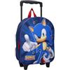 mybagstory Zaino con ruote Sonic 3D per bambini, zaino trolley per bambini, scuola materna, piccola borsa da scuola rigida e leggera, blu 32 x 26 x 11 cm