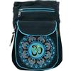 GURU SHOP Stoff Sidebag & Gürteltasche Aum Mandala, Goa Gürteltasche, Bauchtasche - Schwarz/türkis, Herren/Damen, Blau, Baumwolle, Size:One Size, 25x17x4 cm, Festival- Bauchtasche Hippie