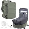HPLQQ Zaino 40x30x20 per Ryanair Zaino Sottovuoto da Viaggio con Pompa | Aereo Bagaglio a Mano Easyjet Borsa da Cabina per Uomo e Donna Lavoro e Scuola Casual Daypack,L Verde militare