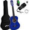 TIGER CLG4-BLTU Chitarra Classica per Bambini - Set Chitarra Spagnola Misura 3/4, con Accordatore, Custodia, Plettri e Corde di Ricambio - Set Chitarra per Principianti - Colore Blu