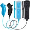 ECRABONE Wii Nunchuck - Telecomando con telecomando Motion Plus, compatibile con Wii & Wii U Console | Wii Remote Controller con funzione Shock (nero + blu)