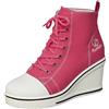 MODSGUE Scarpe da donna in tela, con tacco alto, per sport, tempo libero, tinta unita, Beqeum Basic, diversi colori, rosa intenso, 44