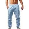 Luadnysin Pantaloni Uomo Estivi,Eleganti Tute Estive Tuta Leggeri Cotone Yoga Giapponesi Pantalone Giapponese con Elastico in Vita Pantalaccio Lino di Tasche Laterali Estivo Harem,Blue,Blu,S