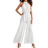 ticticlily Monopezzi e Tutine Donna Lunga Tuta Intera senza Maniche Collo Halter Pantaloni a Vita Alta Elastica Salopette Jumpsuit Casuale Elegante B Bianco L