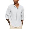 YAOBAOLE Camicia Lino Uomo Casual Camicia Estate Leggera Manica Lunga Bottoni Collo Mao Spiaggia Classico Tradizionale Unicolore, bianco, XXL