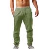 Luadnysin Pantaloni Uomo Estivi,Elasticizzati Pantalaccio Estivo Lino Pantalone Leggeri Lunghi Cotone con Elastico in Vita Yoga Leggero da Lavoro Baggy di Comodi Tasche Laterali,Green,Verde,S
