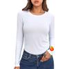 Crewhpo Maglia Termica Donna Manica Lunga Girocollo Sottogiacca Calda | Tessuto Caldo, Mano Piacevole, Girocollo Pulito, Maniche Raglan, Linea Aderente, Ufficio Casa Aria Aperta Inverno