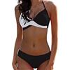 JFan Donna Costume da Bagno Push Up Imbottito Reggiseno Bikini Donna Due Pezzi Swimwear Abiti da Spiaggia (Nero,S)
