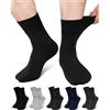 ZFSOCK Calzini da Lavoro Uomo in Cotone: Calze Larghe Senza Elastico e Cuciture Ideali per Diabetici, Circolazione o Piedi Sensibili - Perfette per Ufficio Casa 5 Paia Multicolore Taglia 43-46