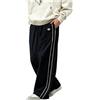 Fcoolyeet Pantaloni da tuta da uomo a gamba dritta, pantaloni larghi stile Y2k, pantaloni da tuta a righe con coulisse, pantaloni paracadute alla moda, streetwear, nero, S