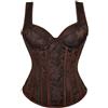 JozAdy Corsetto da donna, taglie forti, gotico, punk, basco, bustier shapewear con cinghie Jacquard Weave Halter, Marrone, S
