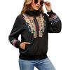 drakloak Donne Ricamo Giacca Stand Collare Zipper Manica Lunga Giacca Casuale Con Tasche Felpa Giacca Outdoor Top(743 BK XL)