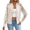 LEBOOBELL Cappotto a pois per Donna giacca da baseball a zip con maniche lunghe taglie da M-2XL felpe Casual per primavera e autunno Beige M