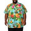 King Kameha Camicia Hawaiana Uomo Maniche Corte - Camicia Uomo Estiva con Stampa Ananas, Camicie Hawaiane da Spiaggia Leggera e Facile da Lavare - Pineapple, Turchese, 9XL