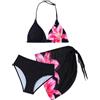Happy Cherry - Costume da bagno per ragazze, con stampa leopardata, bikini per adolescenti, set con vestito, reggiseno a triangolo, fascia bikini, moda per la spiaggia, 8-12 anni, Nero , 12 anni