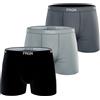 FREEGUN Boxer da uomo in cotone, slip uomo #FRGN, traspiranti e ipoallergenici, confezione da 3, Nero/Bianco/Grigio Chiaro/Grigio Scuro, L