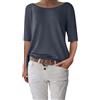 shownicer Maglietta estiva da donna a maniche corte, con scollo a barca, A