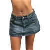EMMIOL Gonna di Jeans da Donna, Gonna Corta Estiva in Denim a Vita Bassa Deep Blue M