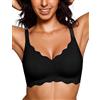 Bresdk Reggiseno Push Up Senza Ferretto Jelly Bra Scollo a V Bordo Ondulato Reggiseno Senza Cuciture Donna Bralette Traspirante Estate Comfort Morbido Intimo (Nero, S)