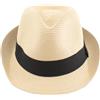 Carnavalife Cappello Panama unisex, cappello di paglia, cappello da donna e uomo, cappello a tesa corta, cappello estivo con protezione solare UPF 50+, cappello da spiaggia Fedora, beige, 57