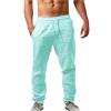 Luadnysin Pantaloni Uomo Estivi,Taglie Forti Cotone Pantalone di Lino con Coulisse Larghi Lines Tasche Laterali Pantalaccio Leggero Pants Lunghi Leggeri Estivo Casual da Lavoro,Green,Verde,S