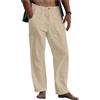 LVCBL Pantaloni Sportivi Casual in Lino da Uomo Estivi Larghi per Yoga Spiaggia con Elastico in Vita,M-3XL