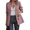 FM2018XSL Giacca da Ufficio a Maniche Lunghe da Donna Casual Blazer da Donna con Tasche Elegante Cappotto con Colletto Ritagliato(L=Taglia XL,Rosso)