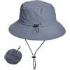 WANYIG Cappello da Pescatore Sole Donna Uomo Pieghevole Cappelli Estivo Impermeabile Safari per Pesca Esterno Escursionismo Campeggio Viaggi (Grigio Scuro)
