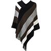 Ferand - Pullover Poncho Maglione da Donna con Frangia - Lavorato a Maglia, Mantella, Righe Grandi, Coprispalle Elegante