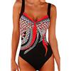 Yuson Girl Costumi Interi Donna, One Piece Costumi da Bagno Push Up Trikini Imbottito Backless Swimsuit Pin Up Costume Bohemian Beachwear(Rosso, XL)