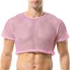 QiaTi Camicia da Uomo a Rete, Trasparente, a Maniche Corte, Biancheria Intima per Club