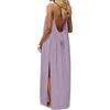 hehiy Vestiti Estivi Donna di Lino con Schiena Scoperta Vestito da Spiaggia Boho Chic Abito Lungo con Spalline Sottili Elegante Abiti Cerimonia Donna Caftano Scollato Senza Maniche Taglie Forti con Cordino