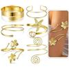 Glamoreal Set da 6 bracciali dorati per donna, bracciali boho per la parte superiore del braccio, set di bracciali aperti regolabili, gioielli impilabili