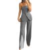 shownicer Completo Donna Elegante Tailleur 2 Pezzi Set Senza Maniche Blazer Gilet e Pantaloni Curvy Completo Due Pezzi Costume Suit Casual Outfit Streetwear C Grigio M