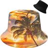 Malaxlx Cappello da pescatore, cappello da spiaggia, cappello da pesca per donne e uomini, da viaggio, reversibile, doppio lato, da pescatore, Albero di cocco, taglia unica