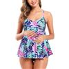 SHEKINI Premaman Costume da Bagno Donna Due Pezzi Elegante Ruched maternità Tracolla Regolabile Controllo Addominale Bikini Incinta Tankini Due Pezzi Triangolo Bikini Fondo（XXL，Foglie Verdi）