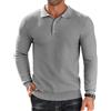 COOFANDY Polo da uomo a maniche lunghe, lavorato a maglia, effetto nido d'ape, grigio chiaro, L