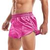 Amy Coulee Boxer da uomo in raso con spacco laterale, pantaloncini da pigiama leggeri e setosi, rosa, L